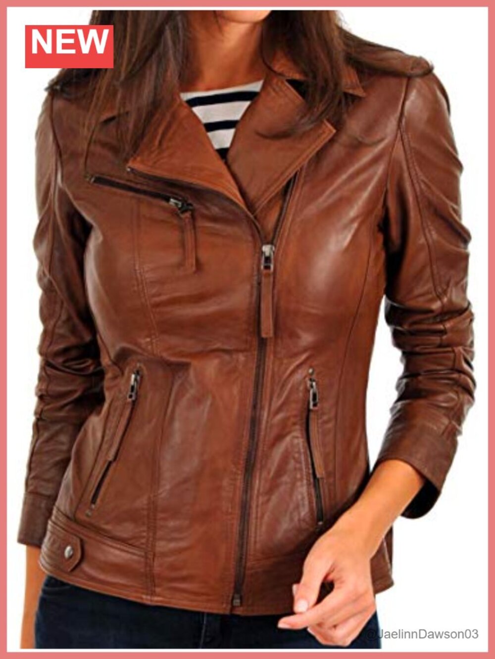 Womens Real Lambskin Leather Bomber Moto Biker Jacket YKK Zipper Satin Lined